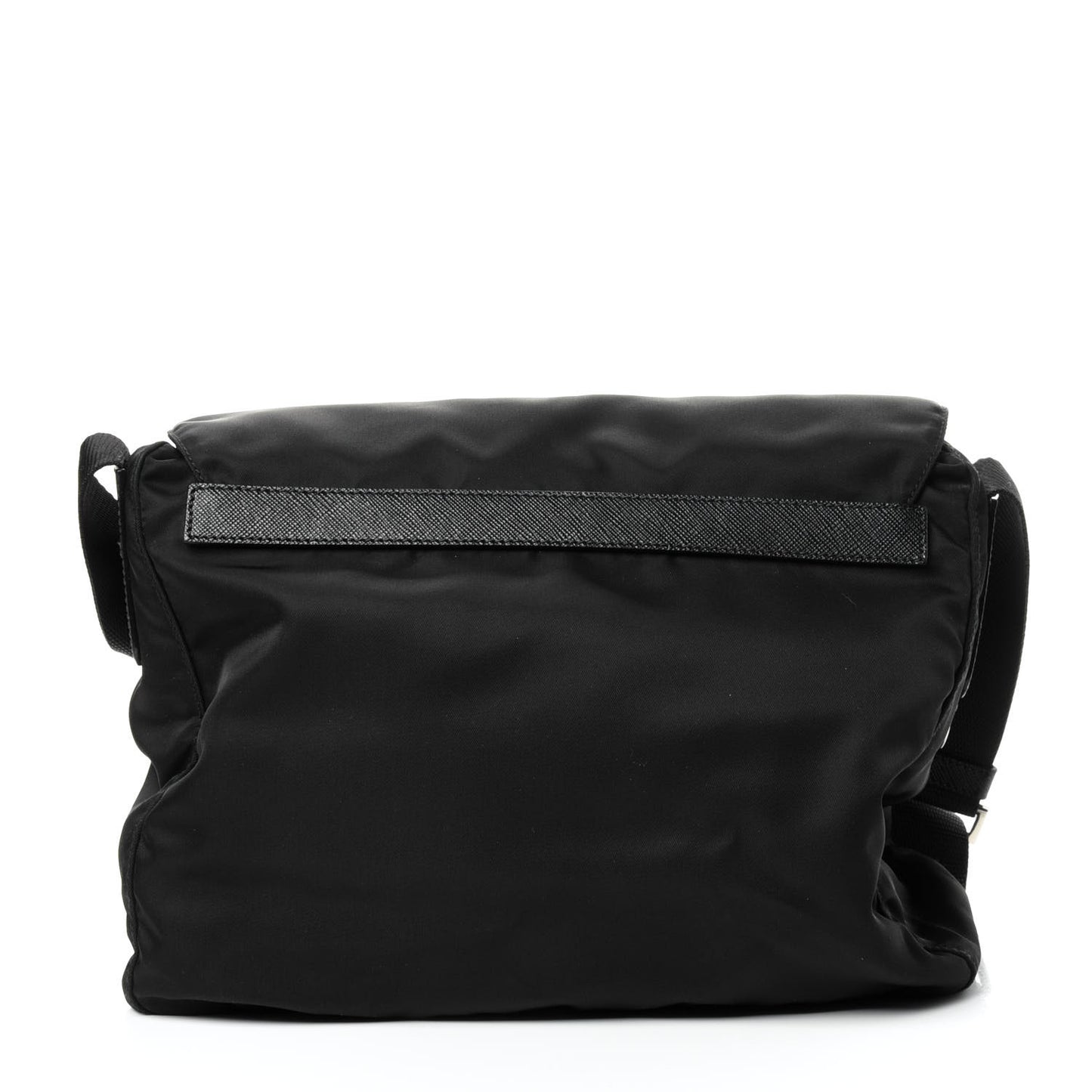 Nylon Vela Saffiano Single Buckle Messenger Shoulder Bag Black