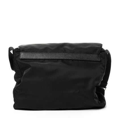 Prada Nylon Vela Saffiano Single Buckle Messenger Shoulder Bag Black 3 of 5