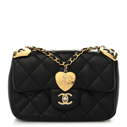 Chanel Lambskin Quilted Mini Heart Charms Flap Black 1 of 11