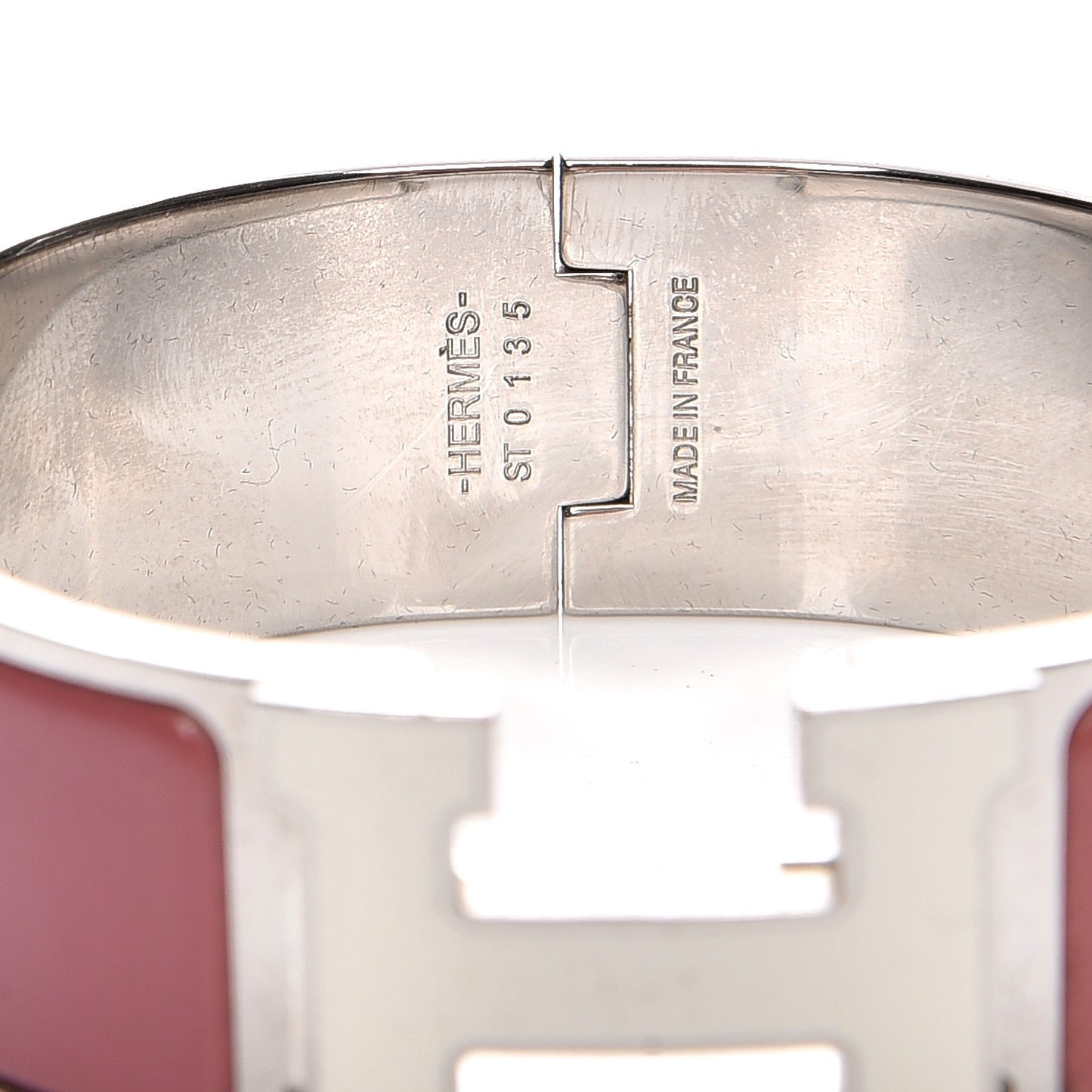 Enamel Wide Clic Clac H Bracelet PM Vieux Rose White
