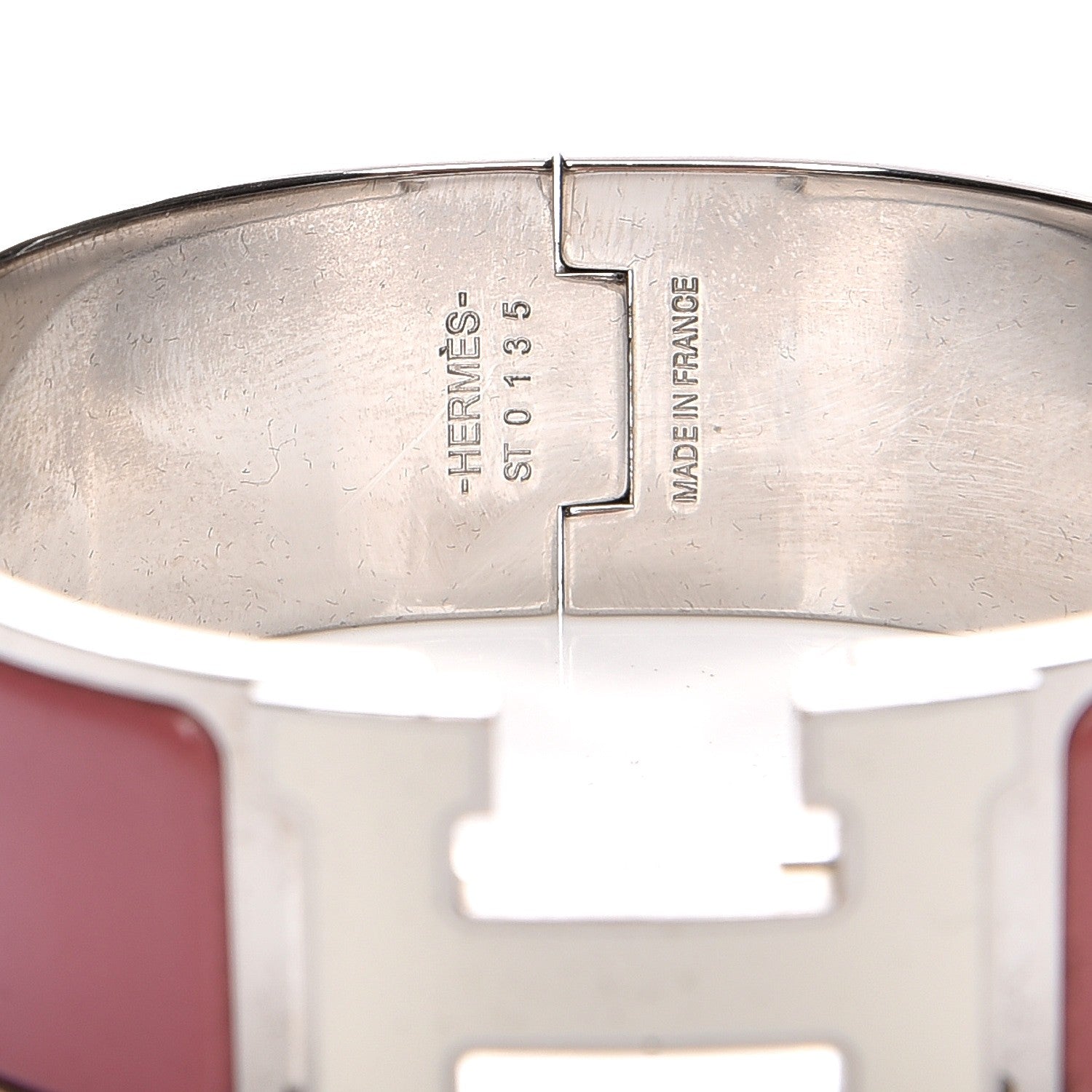 Hermes Enamel Wide Clic Clac H Bracelet PM Vieux Rose White 5 of 6
