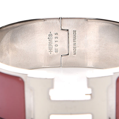 Hermes Enamel Wide Clic Clac H Bracelet PM Vieux Rose White 5 of 6