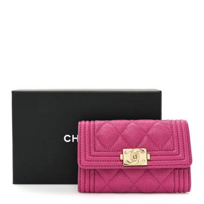 Chanel Caviar Quilted Boy Card Holder Wallet Fuchsia 11 of 11