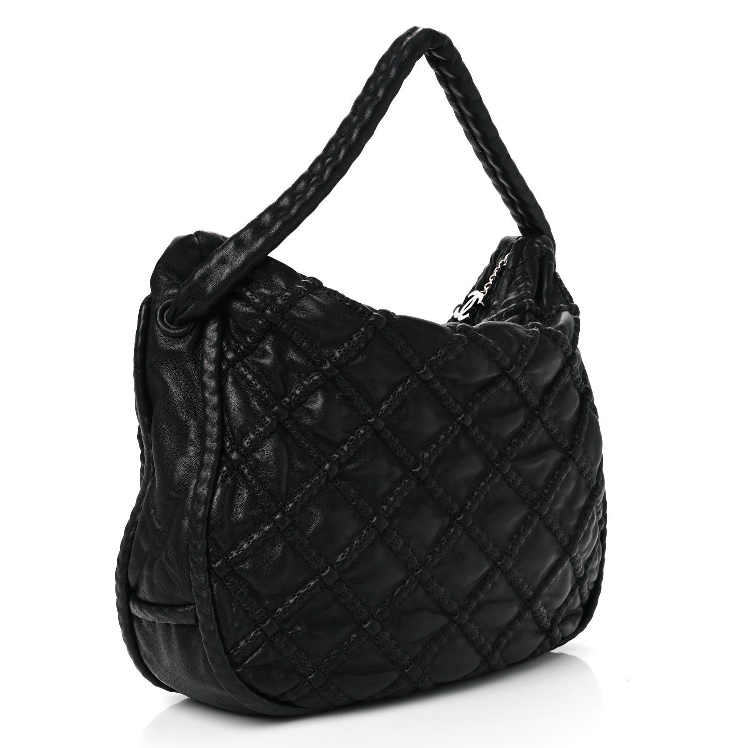 Chanel Lambskin Quilted Hidden Chain Hobo Black 3 of 11