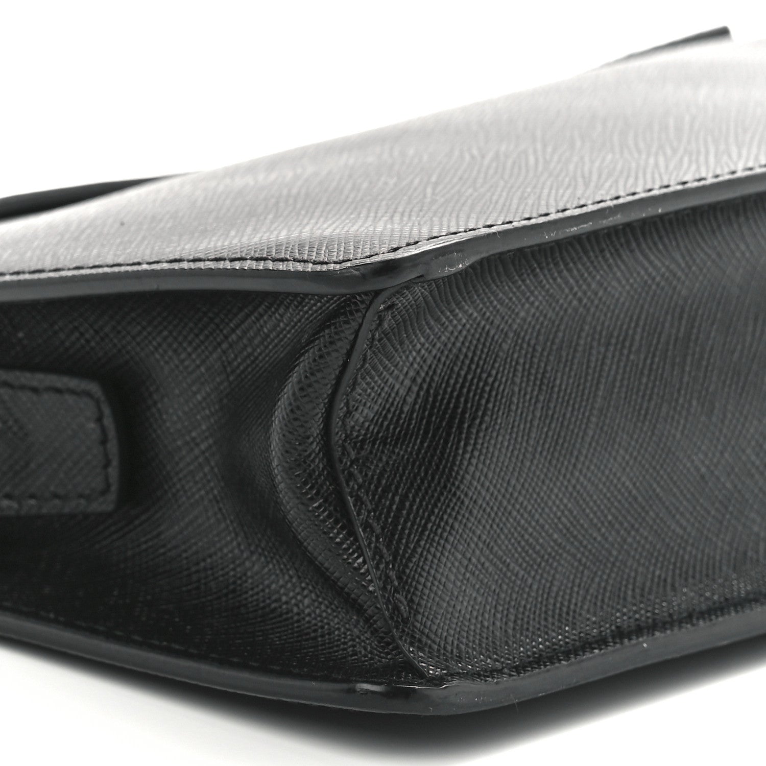 Prada Saffiano Travel Metal Triangle Logo Slip Handle Wristlet Pouch Black 11 of 12