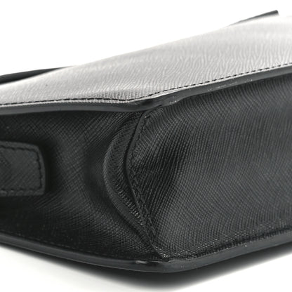 Prada Saffiano Travel Metal Triangle Logo Slip Handle Wristlet Pouch Black 11 of 12