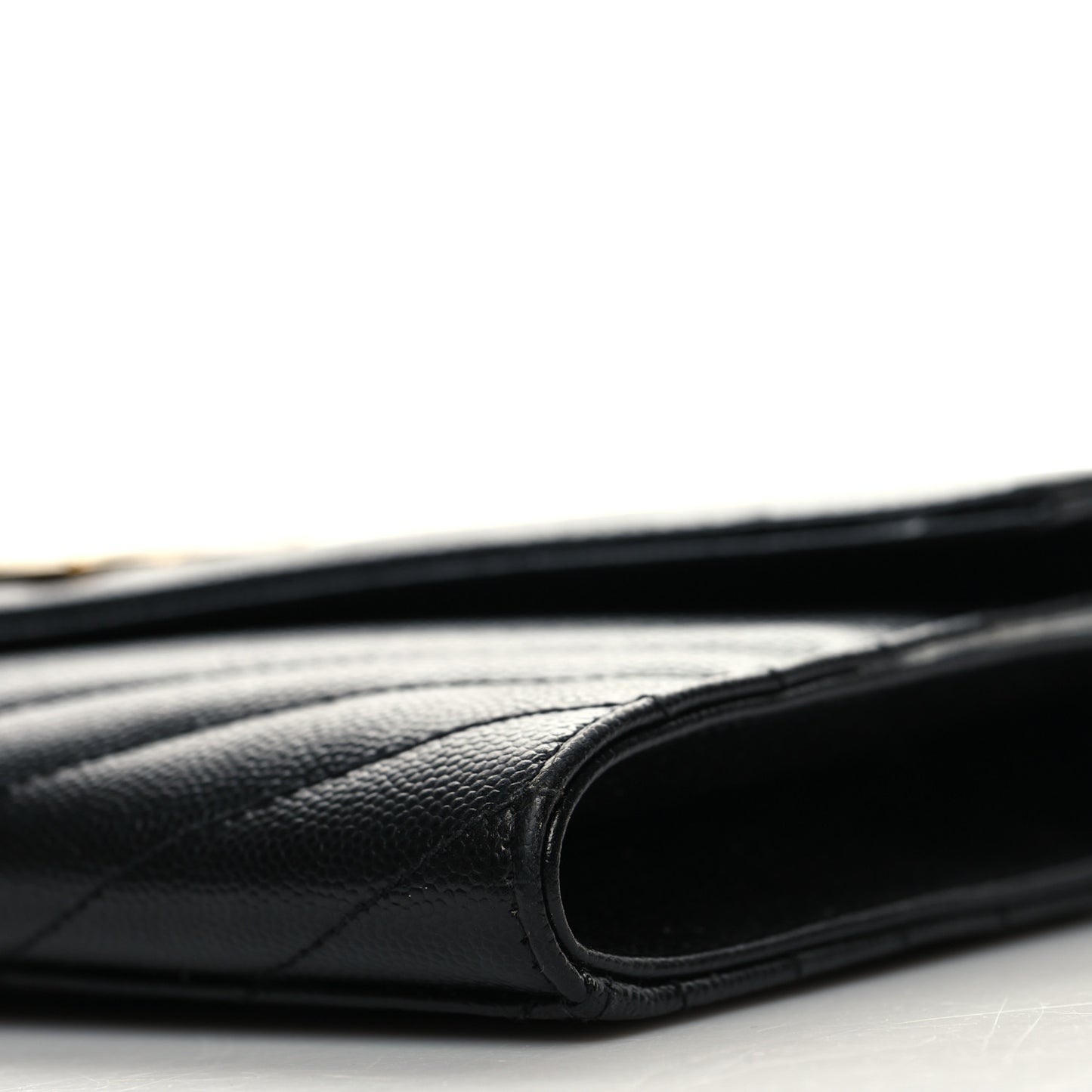 Grain De Poudre Matelasse Chevron Monogram Envelope Clutch Black