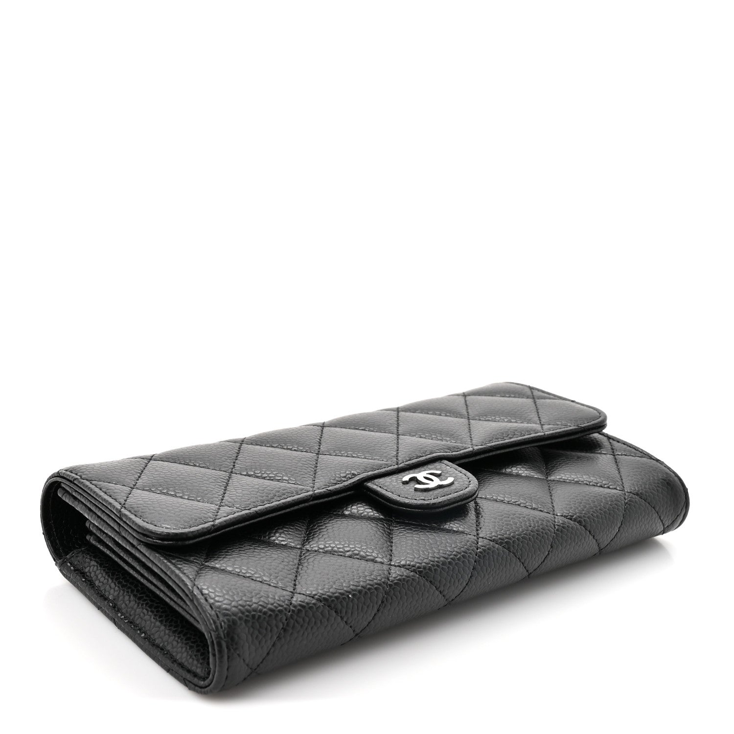Chanel Caviar Quilted Large Gusset Flap Wallet Black 4 of 9