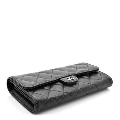 Chanel Caviar Quilted Large Gusset Flap Wallet Black 4 of 9