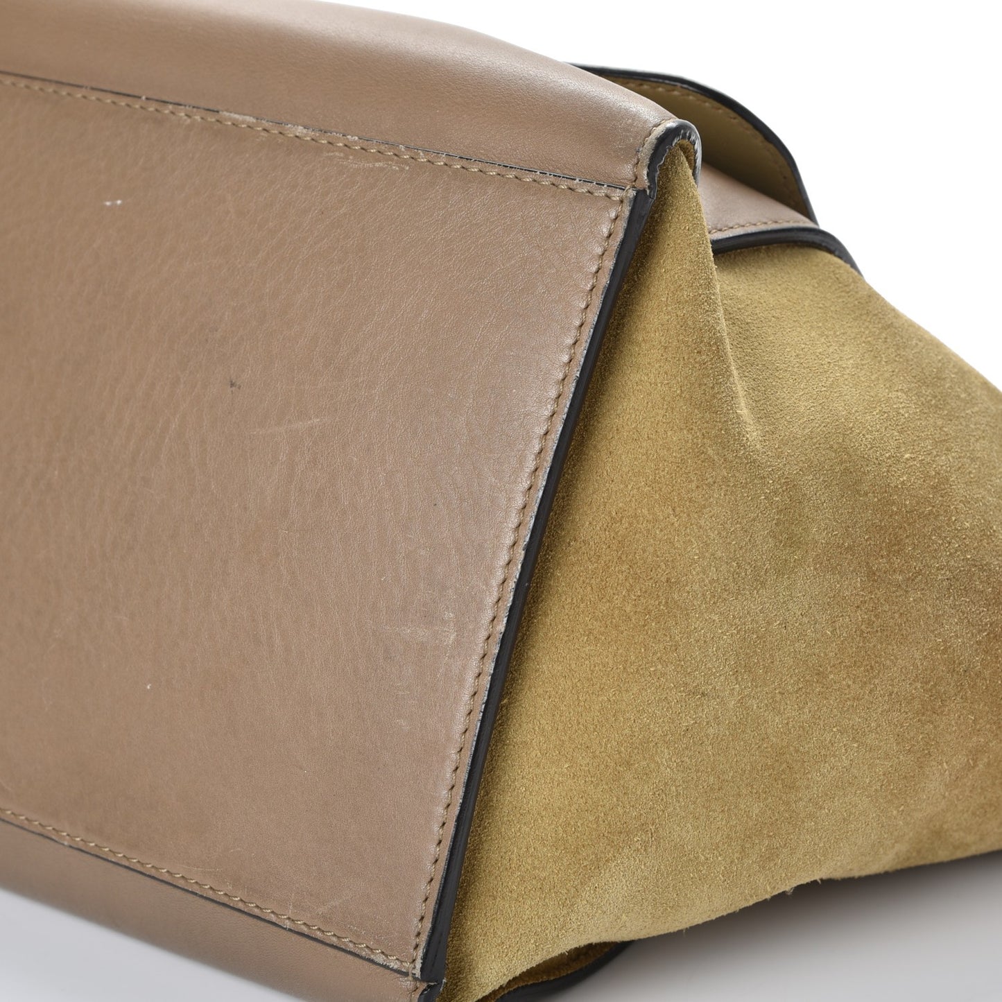 Smooth Calfskin Suede Medium Tri-Color Trapeze Olive