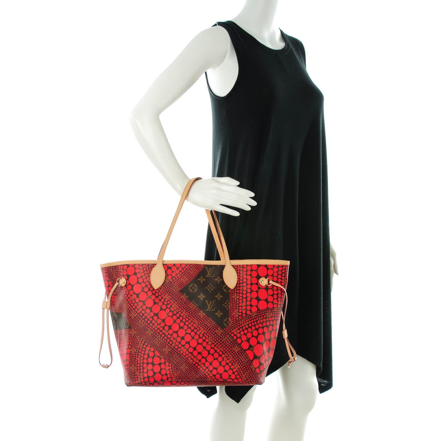 Louis Vuitton Monogram Kusama Waves Neverfull MM Red 2 of 7