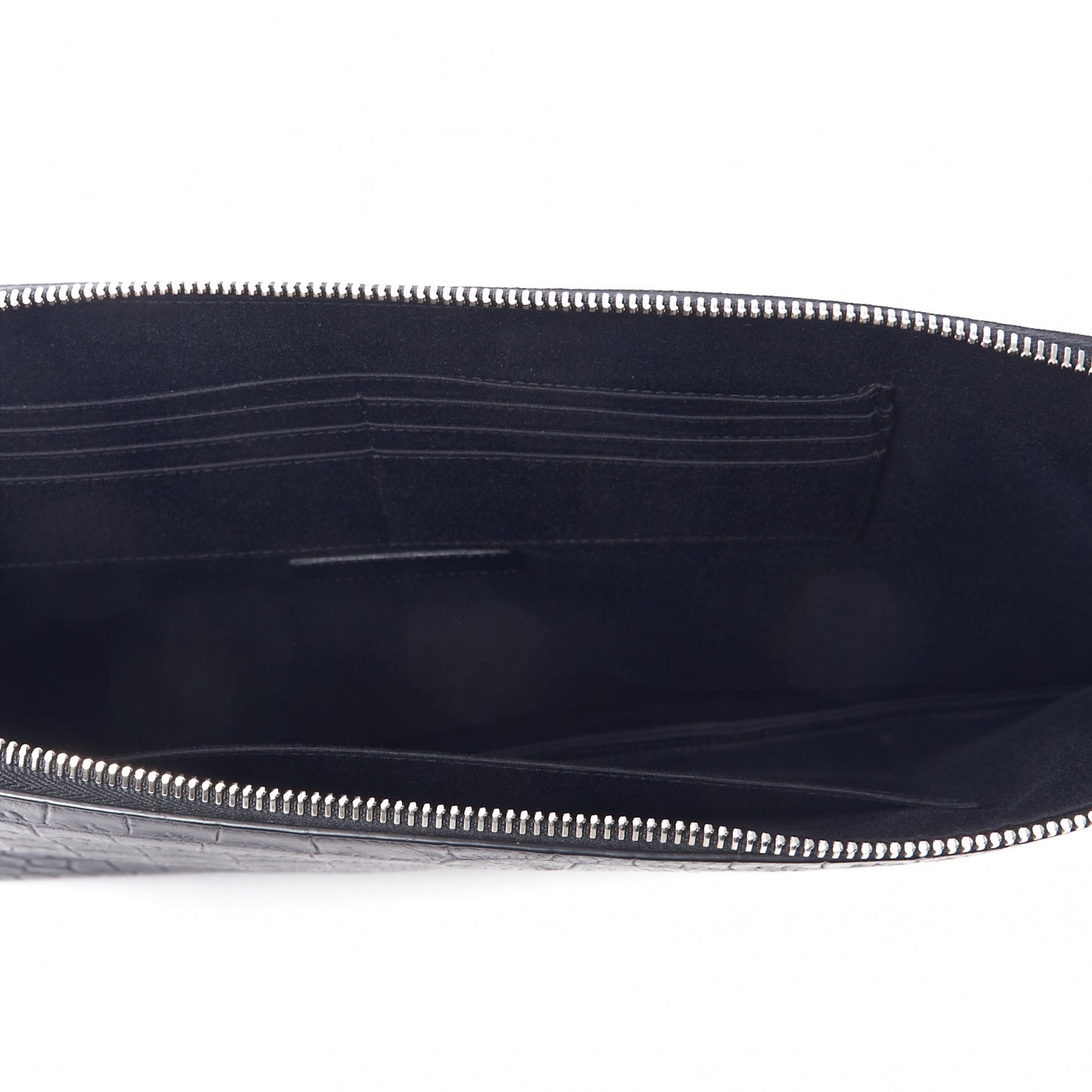 Calfskin Crocodile Embossed Document Holder Black