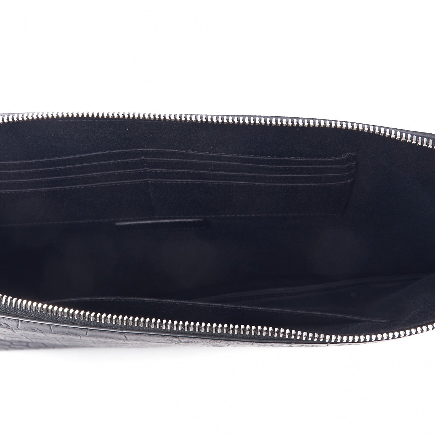 Saint Laurent Calfskin Crocodile Embossed Document Holder Black 6 of 8