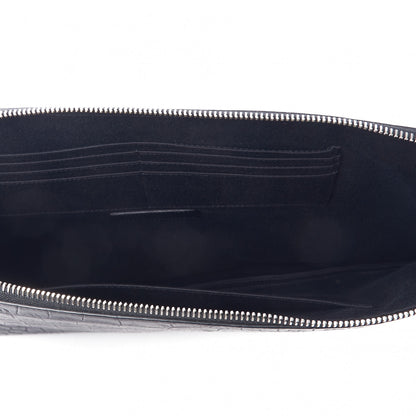 Saint Laurent Calfskin Crocodile Embossed Document Holder Black 6 of 8