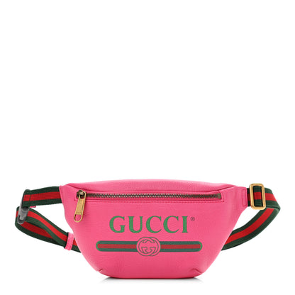 Gucci Grained Calfskin Small Logo Belt Bag Box Pink Green 1 of 10