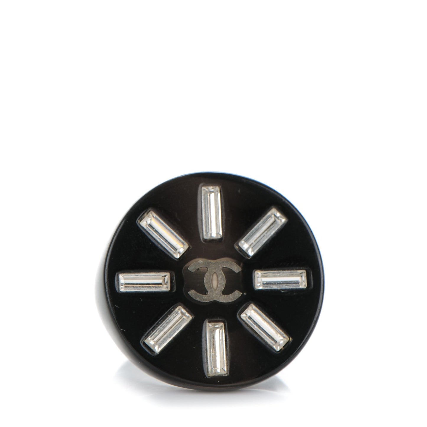 Resin Baguette Crystal CC Round Ring 7 Black