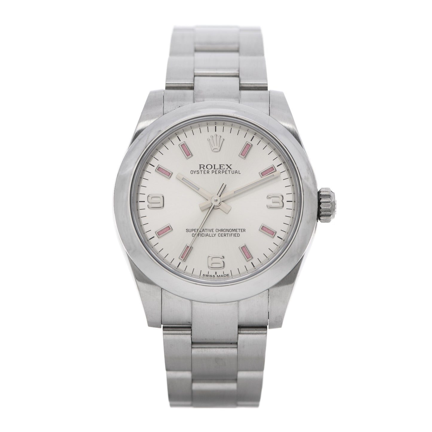 Stainless Steel 31mm Oyster Perpetual Watch Pink Index 177200