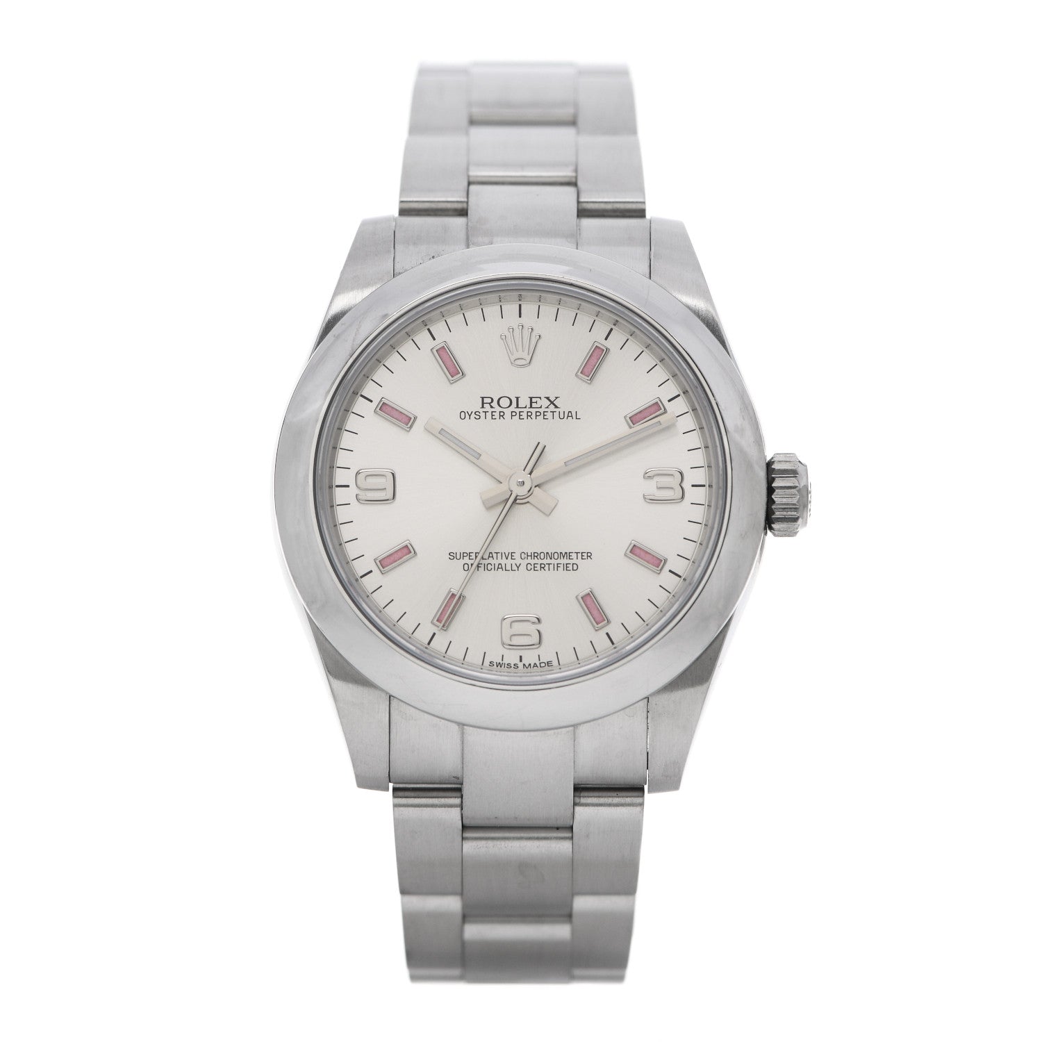 Rolex Stainless Steel 31mm Oyster Perpetual Watch Pink Index 177200 1 of 5