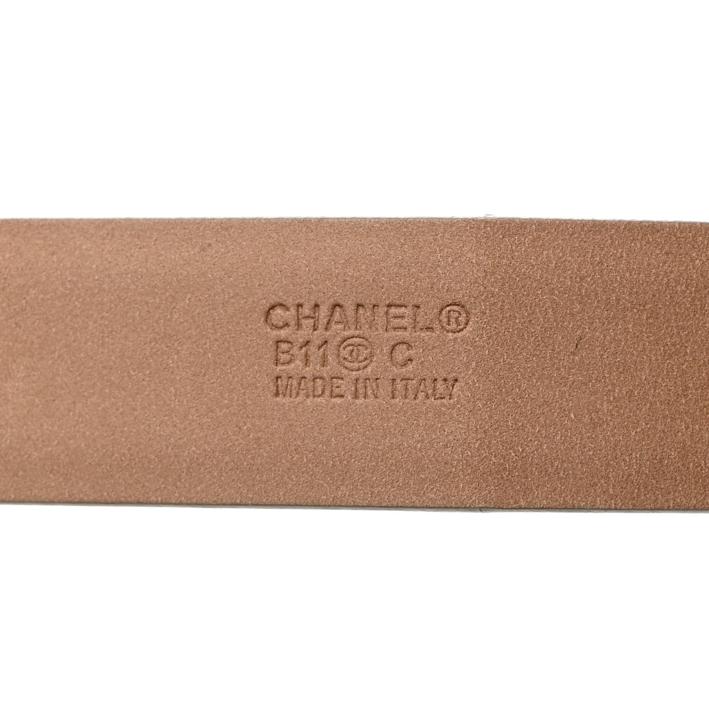 Metallic Calfskin Baguette Crystal CC Belt 85 34 Silver