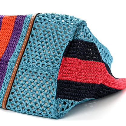 Gucci Raffia Web Woven Interlocking G Tote Blue Multicolor 10 of 10