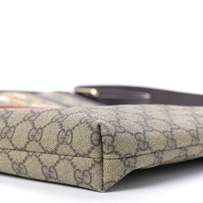 Gucci GG Monogram Web Flat Messenger Floral Bag Dark Brown 7 of 9