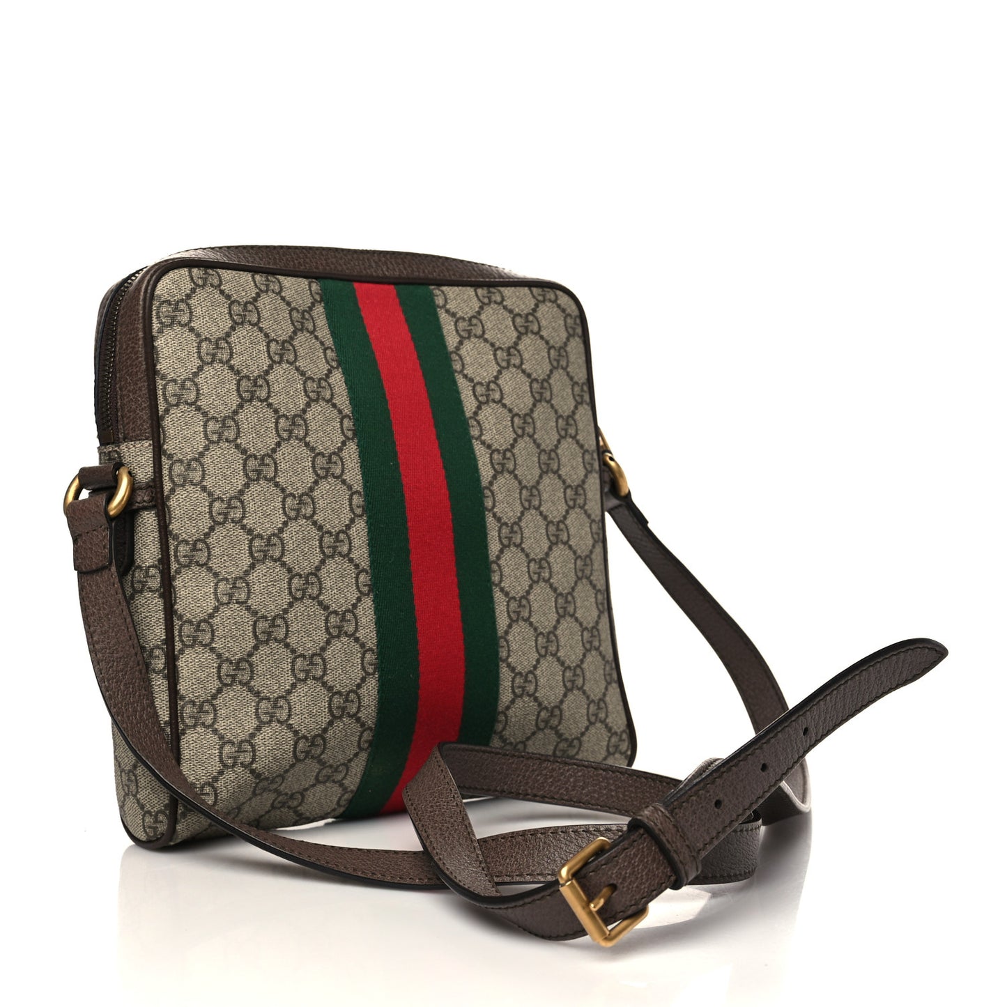 GG Supreme Monogram Web Small Ophidia Messenger Bag Brown