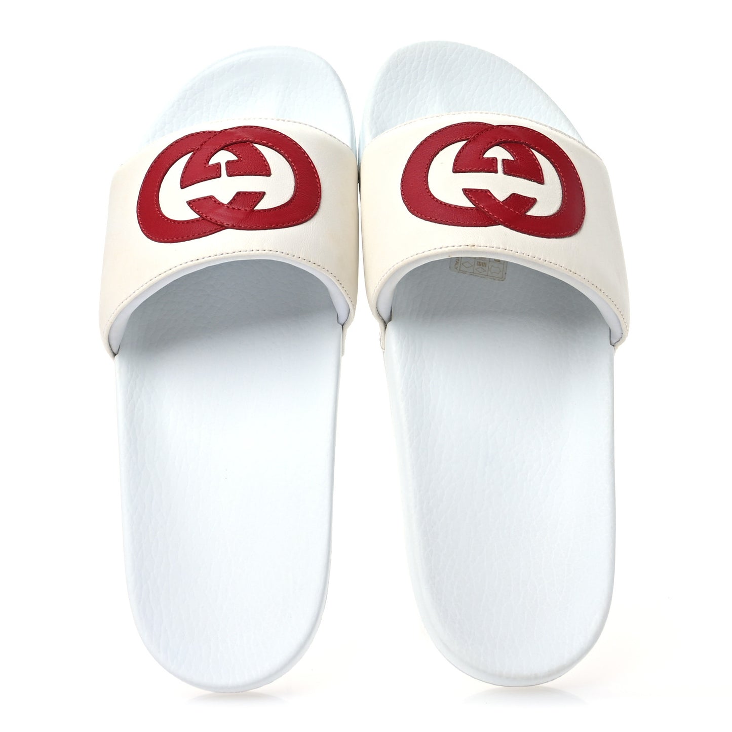 Nappa Miro Soft Calfskin Interlocking G Mens Slide Sandals 11 White Hibiscus Red