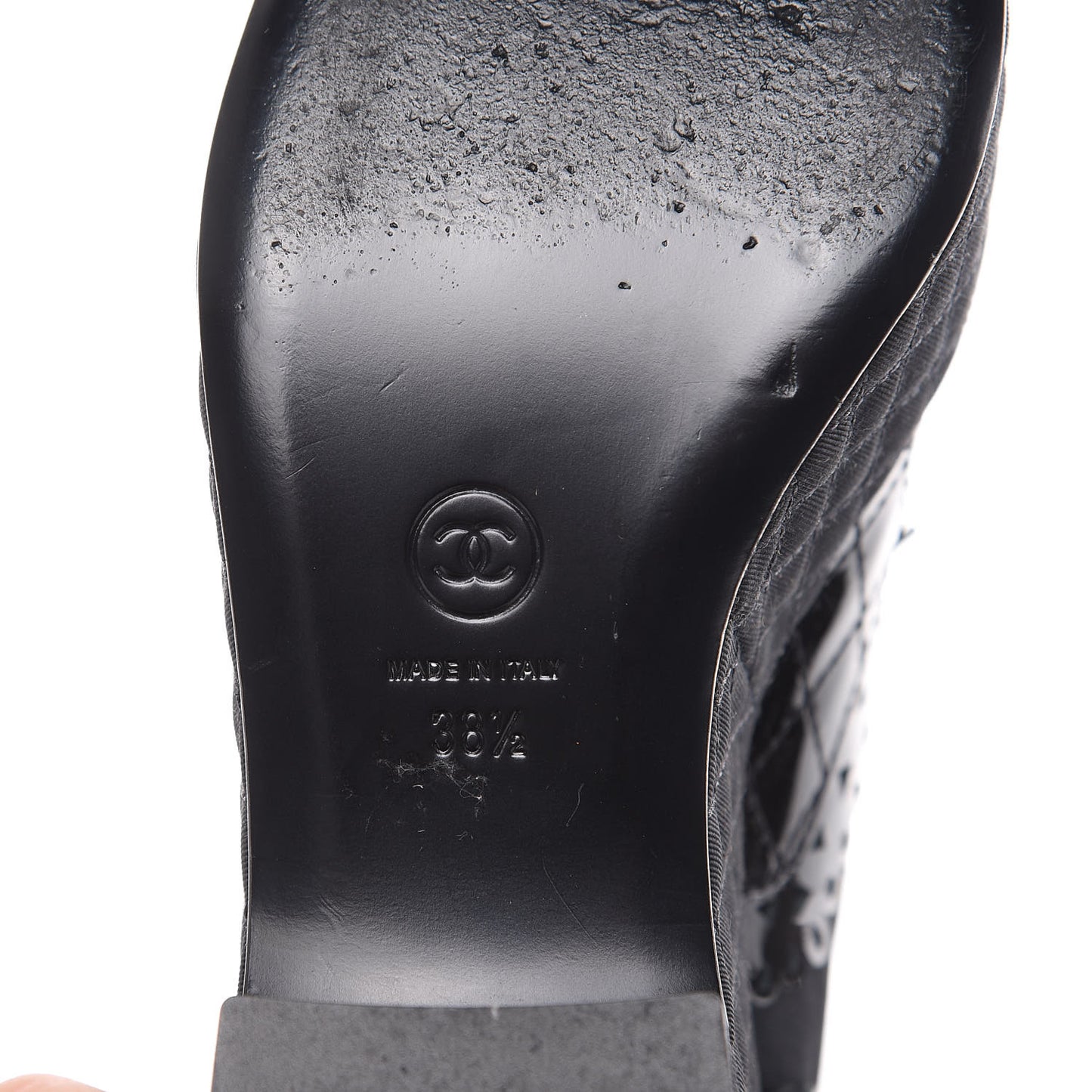 Patent Calfskin Quilted Lace Up Platform Oxford 38.5 Black
