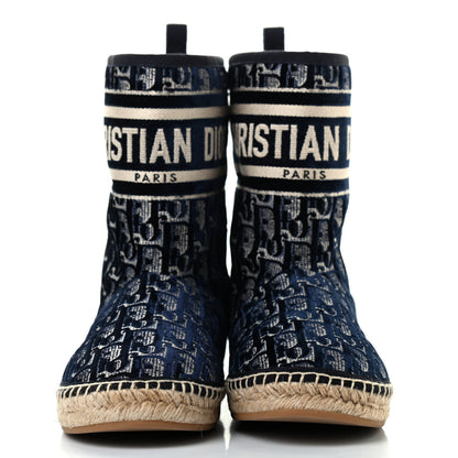 Christian Dior Velvet Oblique Granville Espadrille Boots 36.5 Deep Blue 2 of 8