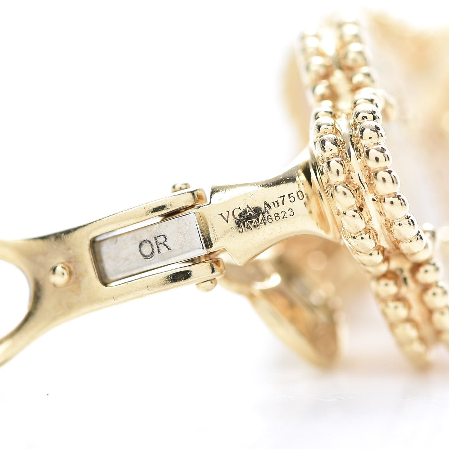 18K Yellow Gold Mother of Pearl Vintage Alhambra Earrings