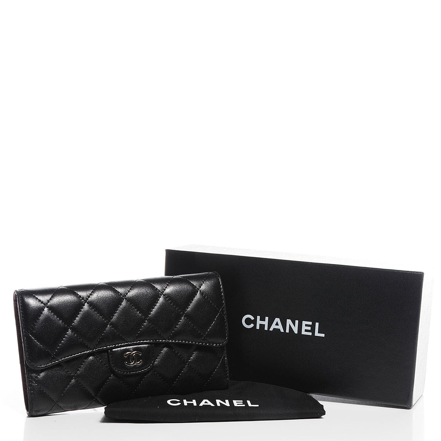 Chanel Lambskin Quilted Large Flap Wallet Black 5 of 9