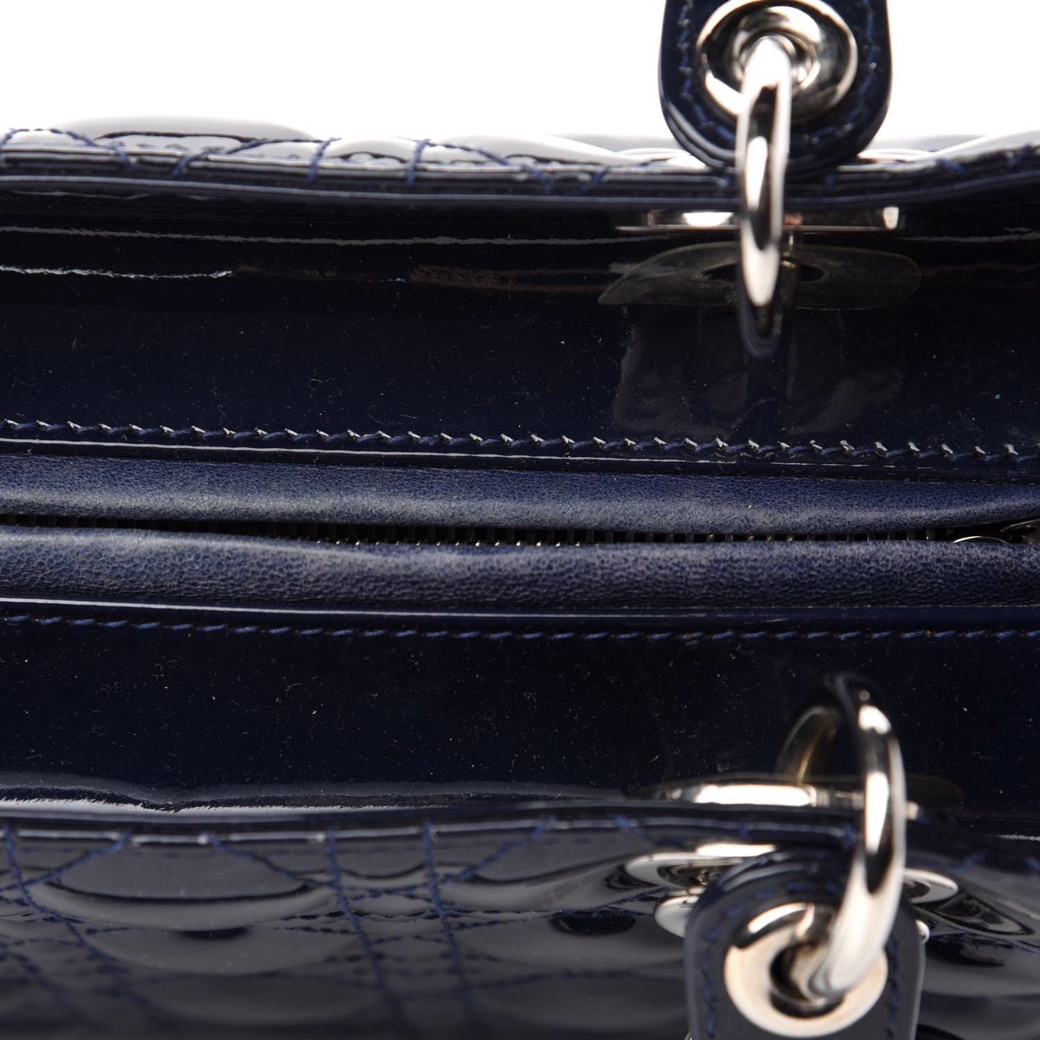 Christian Dior Patent Cannage Medium Lady Dior Navy Blue 9 of 12