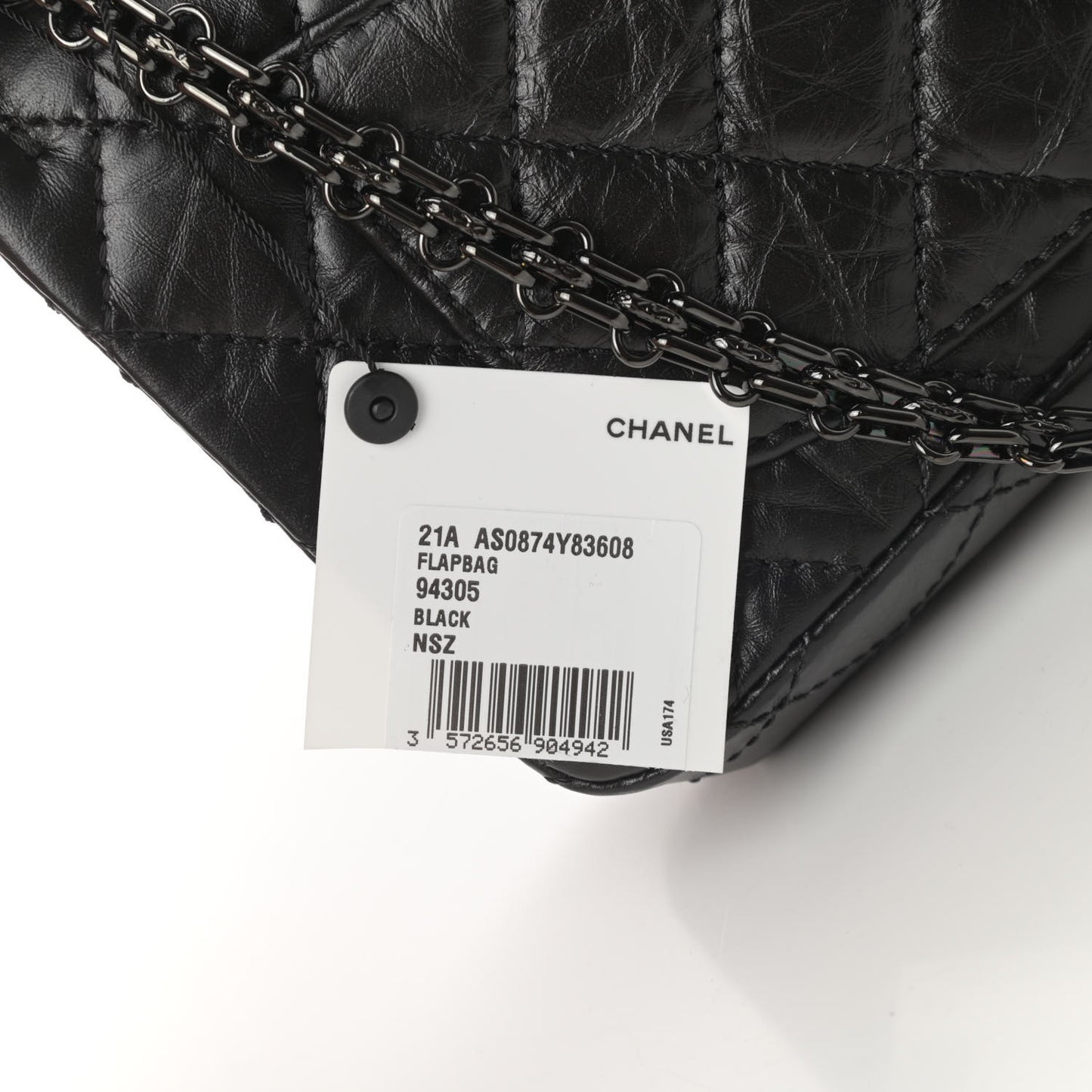 Aged Calfskin Quilted 2.55 Reissue Mini Flap So Black