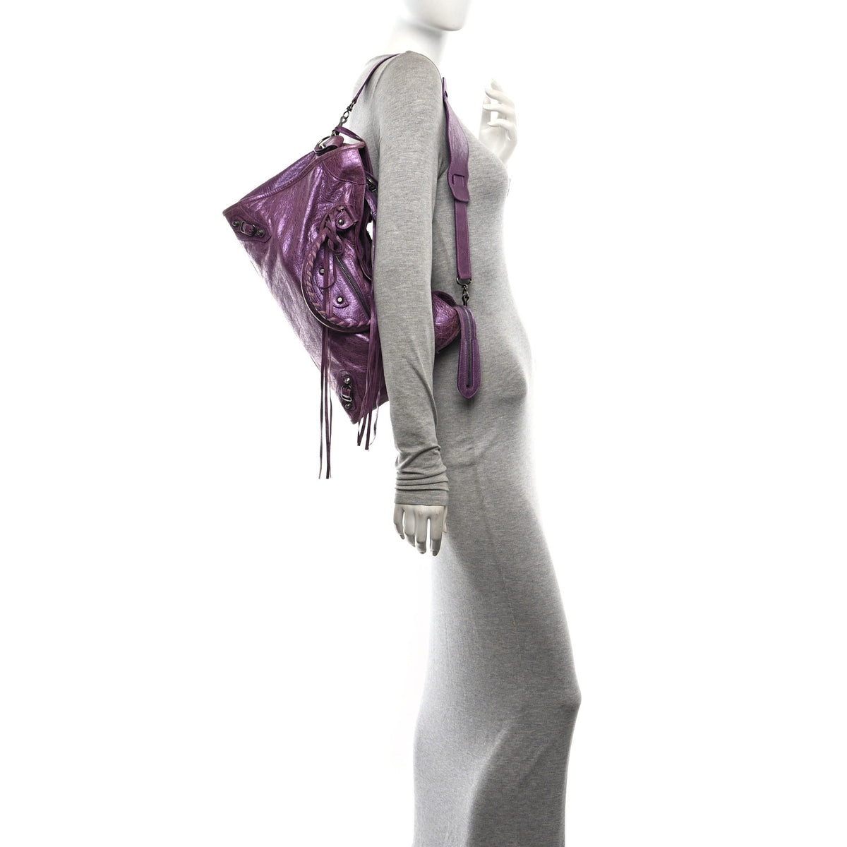 Balenciaga Agneau Classic Hardware City Metallic Purple 2 of 12
