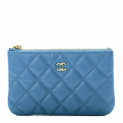 Chanel Caviar Quilted Small Cosmetic Case Blue 1 of 8