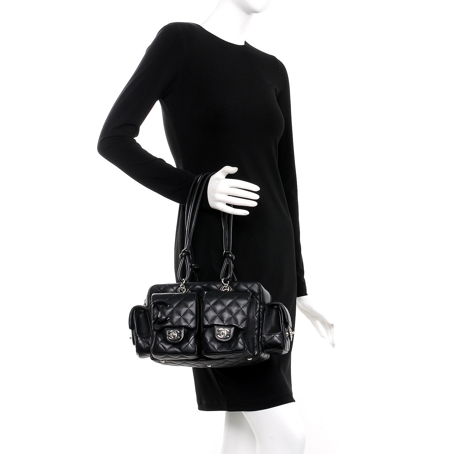 Chanel Calfskin Quilted Small Cambon Multipocket Reporter Black 2 of 7