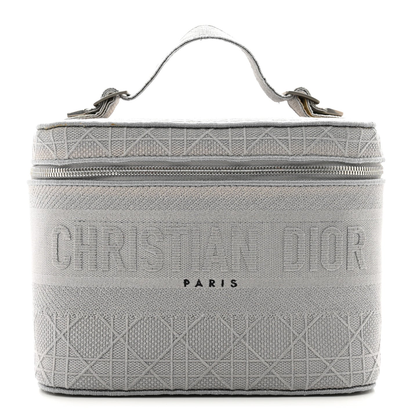 Canvas Embroidered Cannage Diortravel Vanity Case Grey