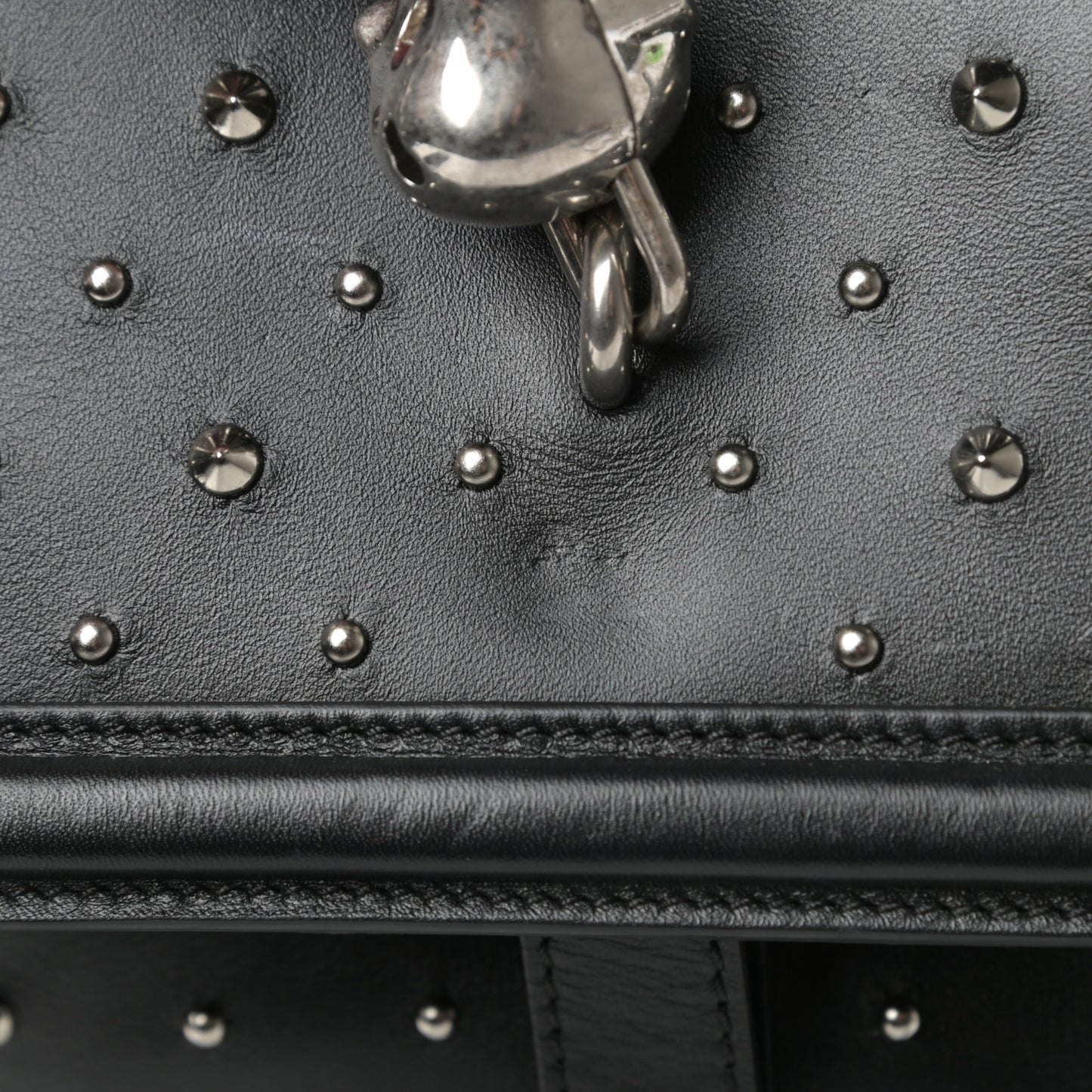Calfskin Studded Padlock Backpack Black
