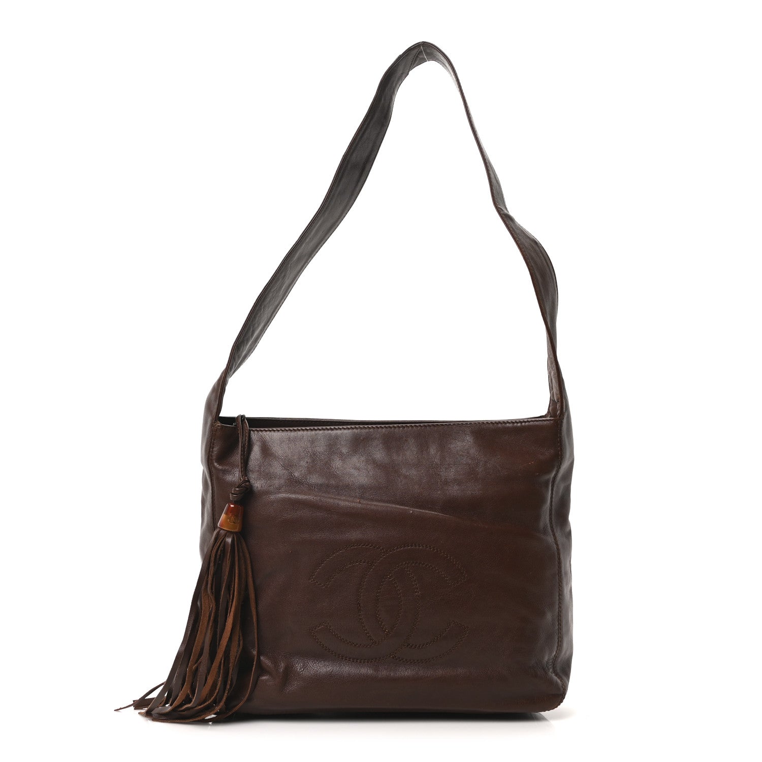 Chanel Lambskin CC Tassel Shoulder Bag Brown 1 of 10
