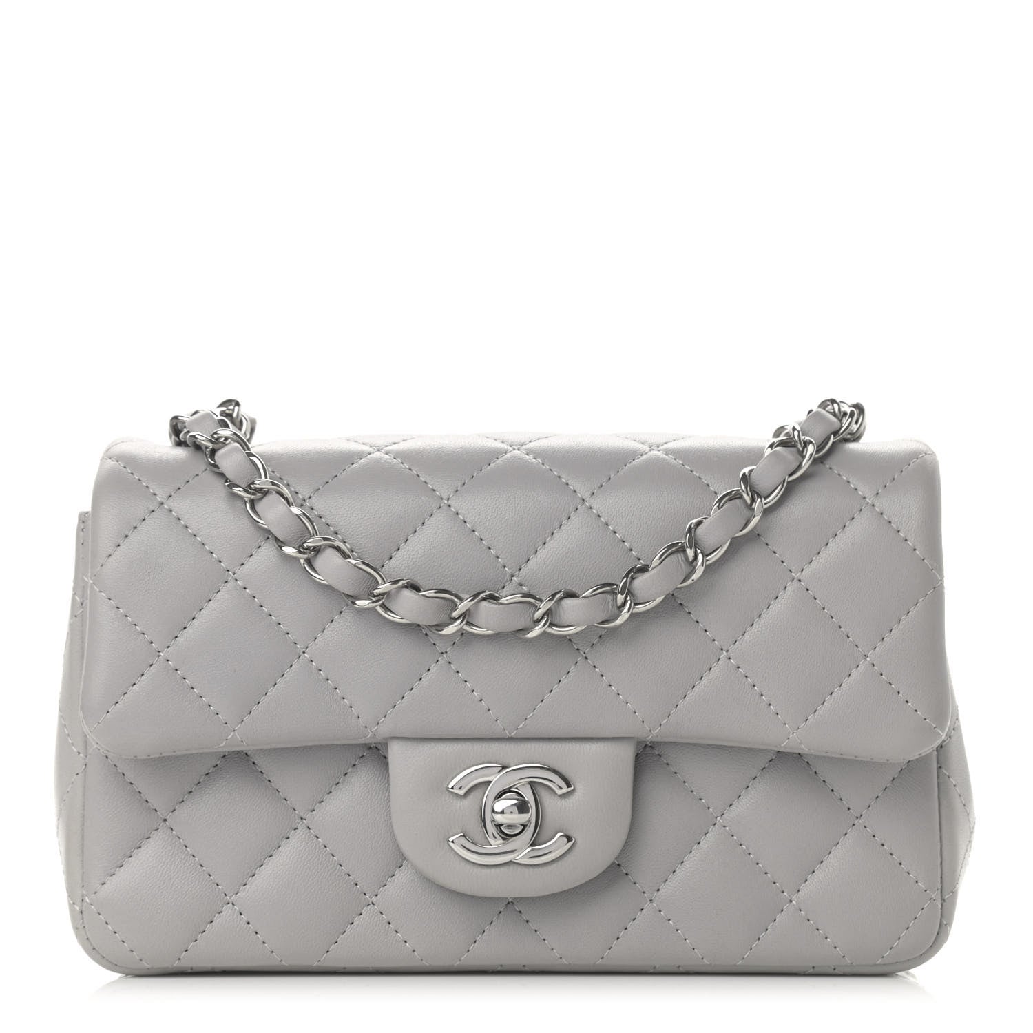 Chanel Lambskin Quilted Mini Rectangular Flap Grey 1 of 12