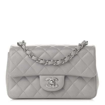 Chanel Lambskin Quilted Mini Rectangular Flap Grey 1 of 12