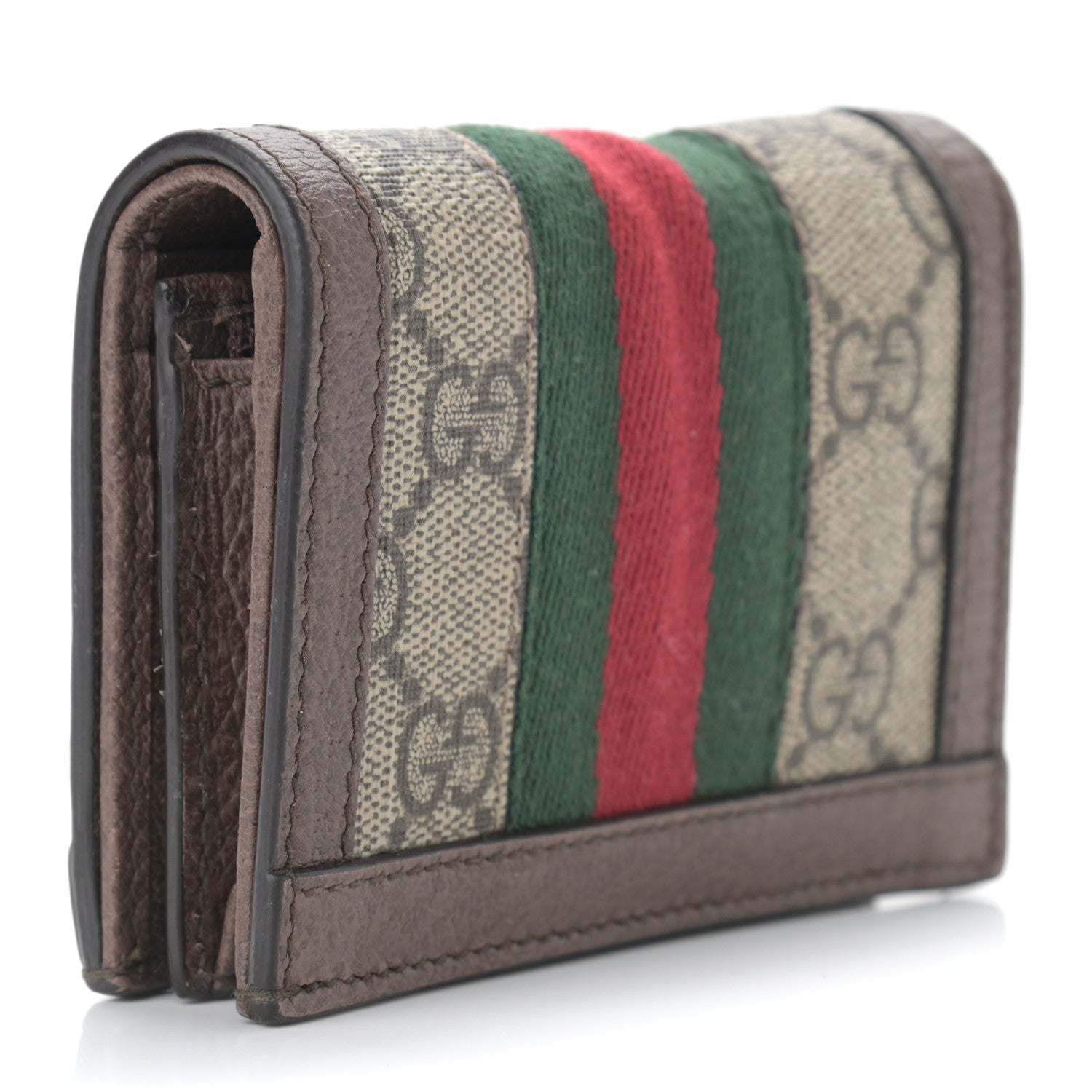 Gucci GG Supreme Monogram Web Ophidia Card Case Beige New Acero 3 of 8