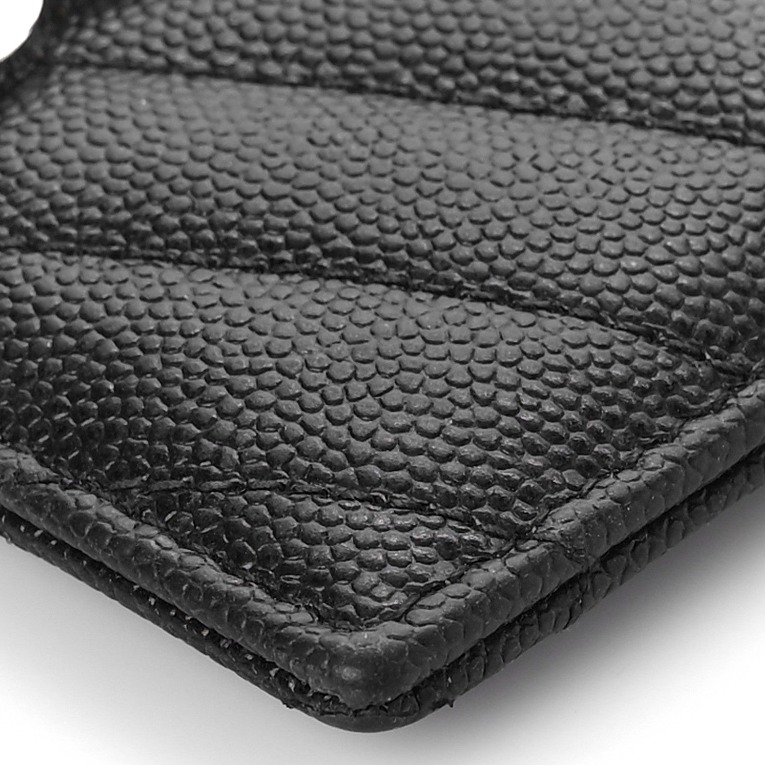 Saint Laurent Grain De Poudre Matelasse Chevron Monogram Credit Card Case Black 8 of 9