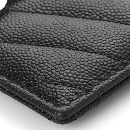 Saint Laurent Grain De Poudre Matelasse Chevron Monogram Credit Card Case Black 8 of 9