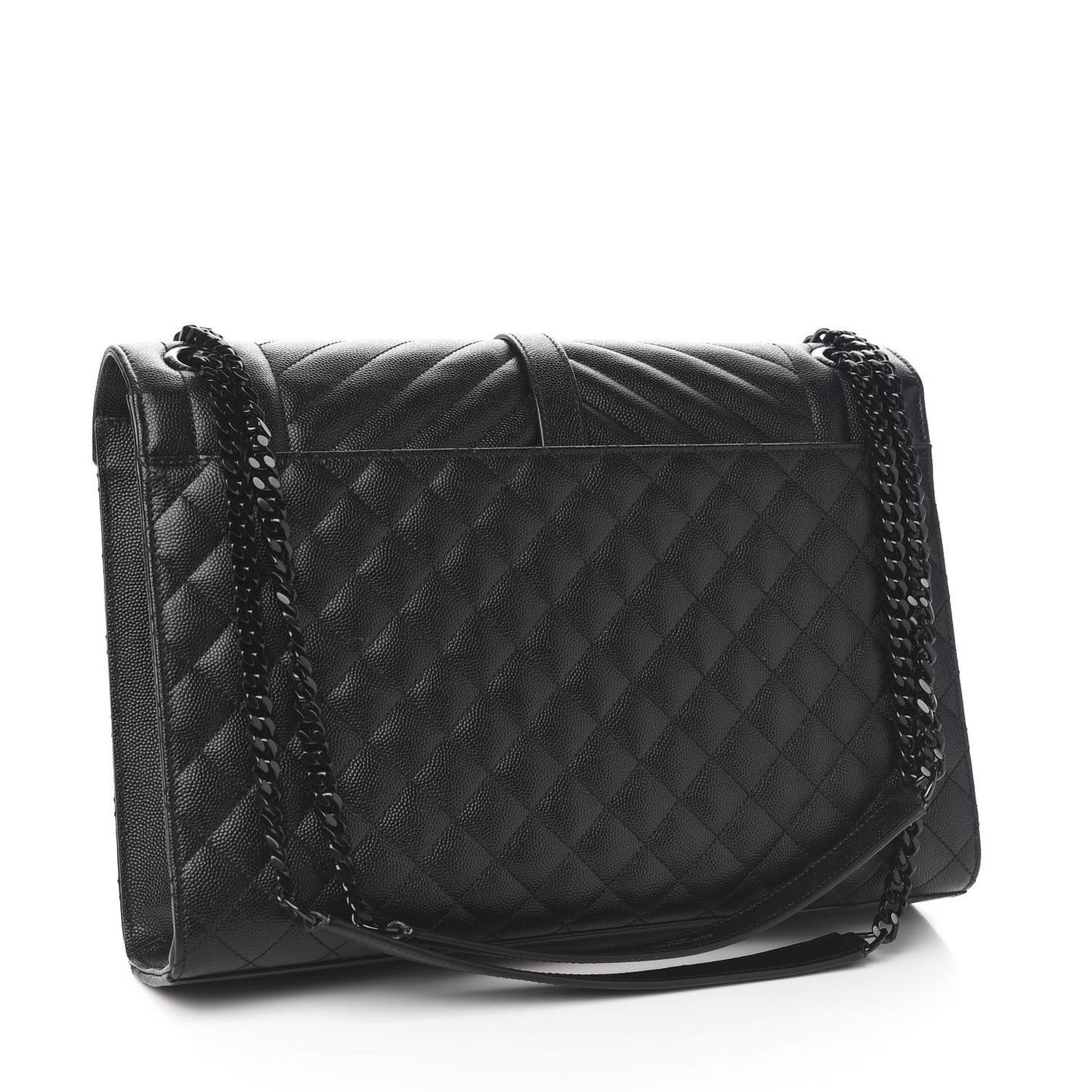 Grain De Poudre Textured Mixed Matelasse Large Triquilt Monogram Monochrome Satchel Black
