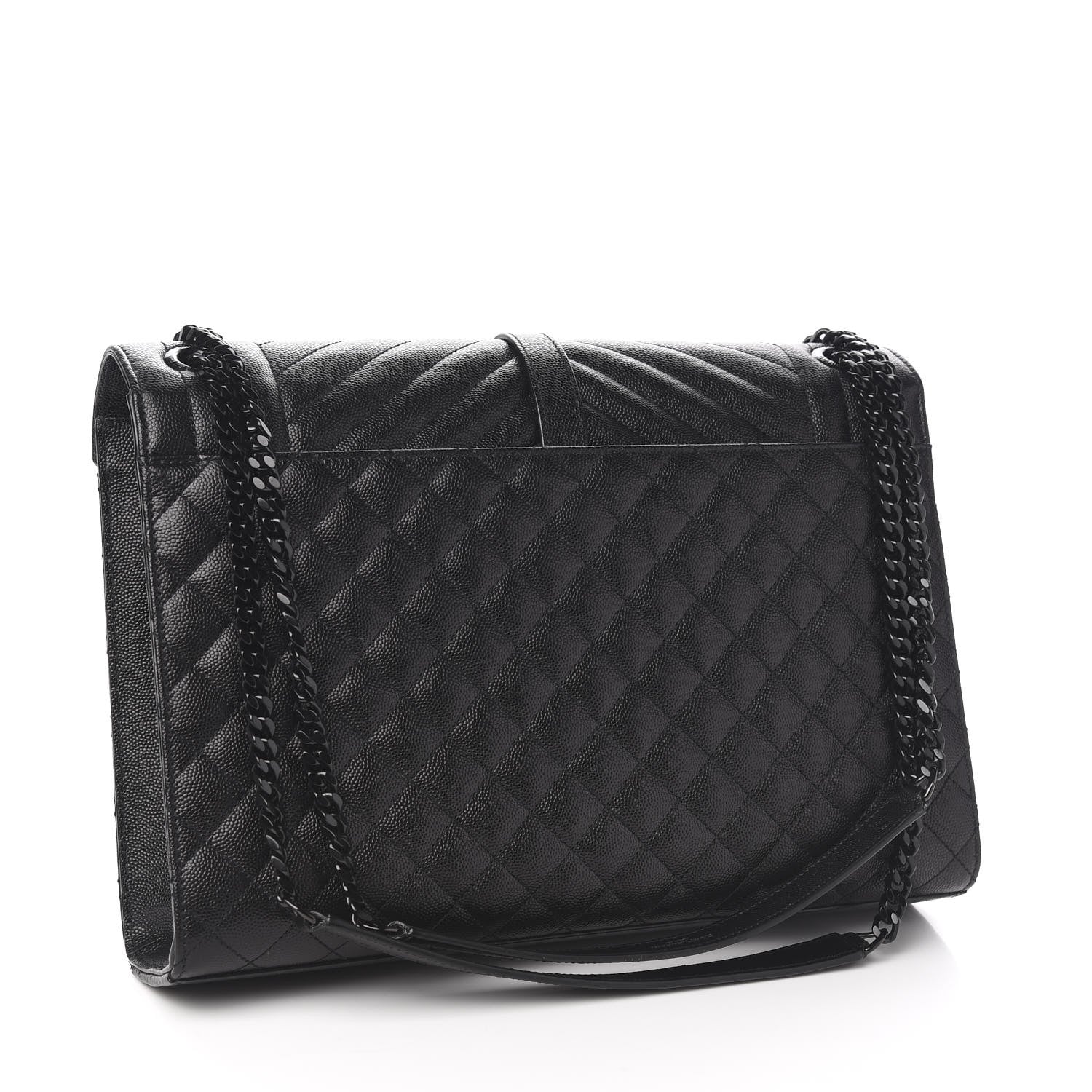 Saint Laurent Grain De Poudre Textured Mixed Matelasse Large Triquilt Monogram Monochrome Satchel Black 2 of 9