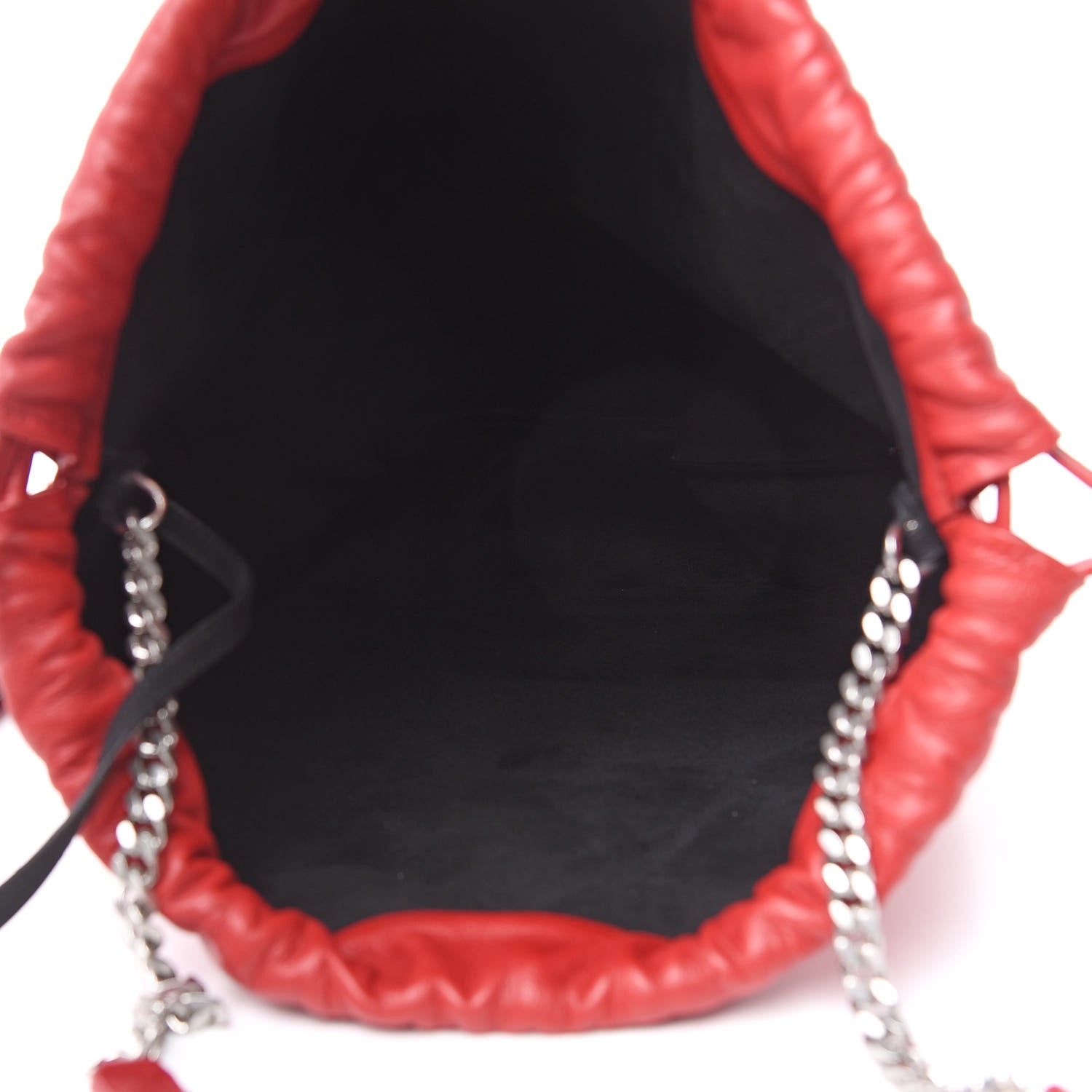 Saint Laurent Lambskin Teddy Drawstring Bag Eros Red 6 of 10