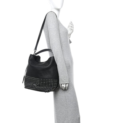 Burberry Calfskin Studded Medium Susanna Hobo Black 2 of 9