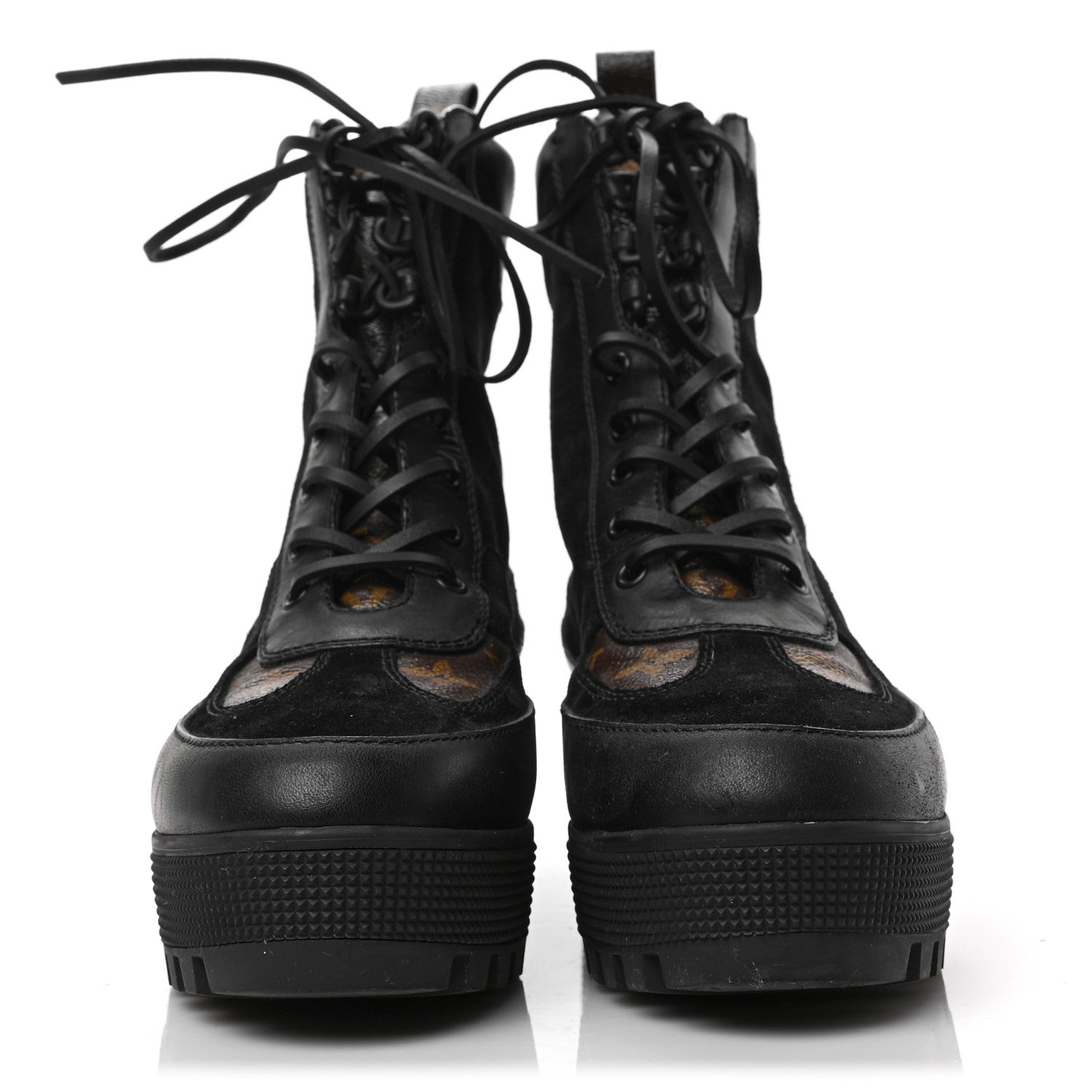 Louis Vuitton Suede Calfskin Monogram Laureate Platform Desert Boots 40 Black 2 of 6