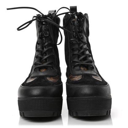 Louis Vuitton Suede Calfskin Monogram Laureate Platform Desert Boots 40 Black 2 of 6